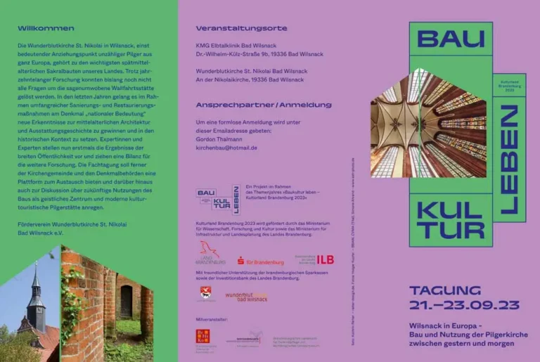 Wilsnack in Europa - Bau und Nutzung der Pilgerkirche zwischen gestern und morgen  Tagung vom 21.–23.09.23